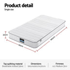 Giselle Single Mattress 20cm with Reinforced Edge Support Egg-Crate Foam