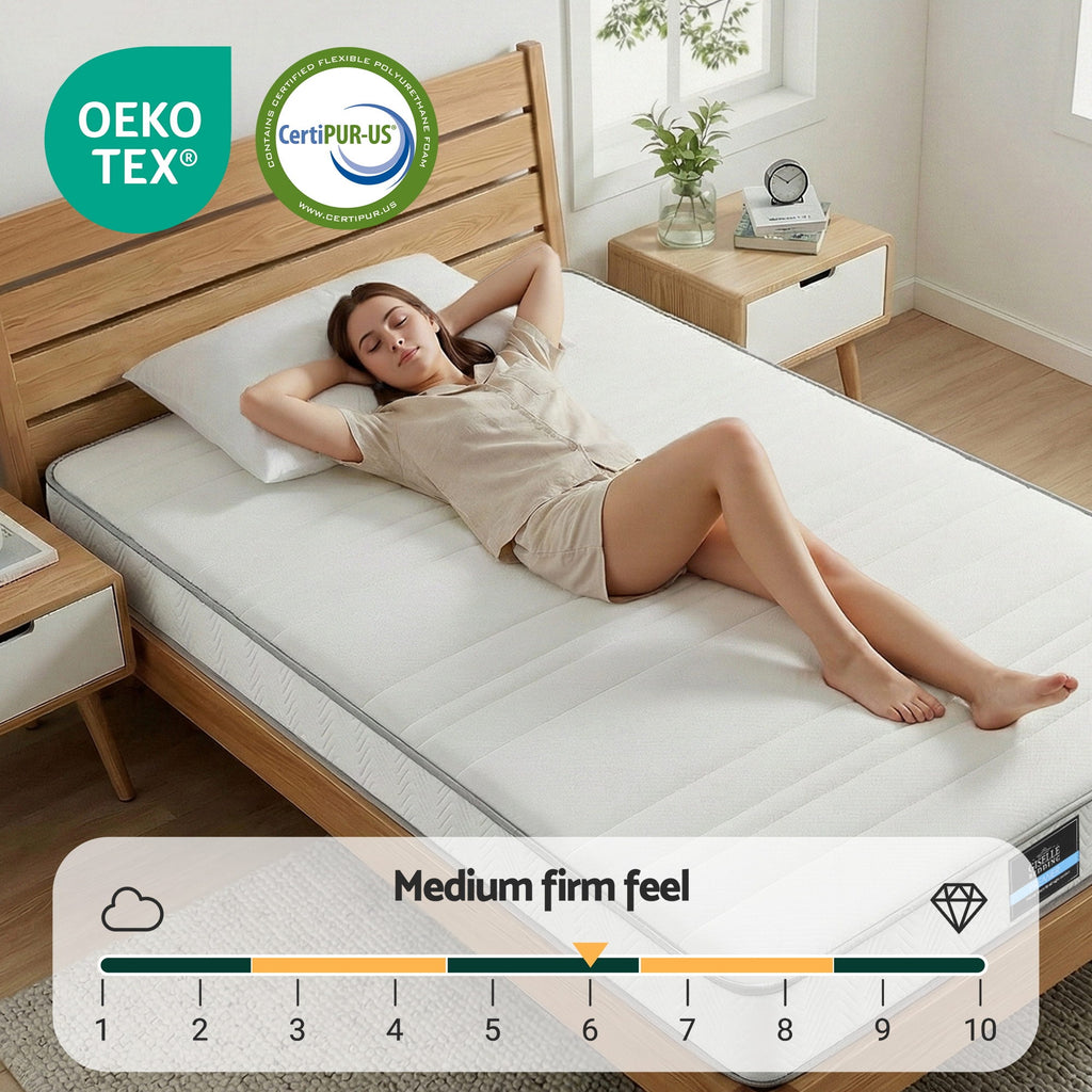 Giselle Single Mattress 20cm with Reinforced Edge Support Egg-Crate Foam