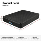 Giselle Bedding Queen Mattress 34cm Euro Top with 5-Zone Pocket Spring Support Black