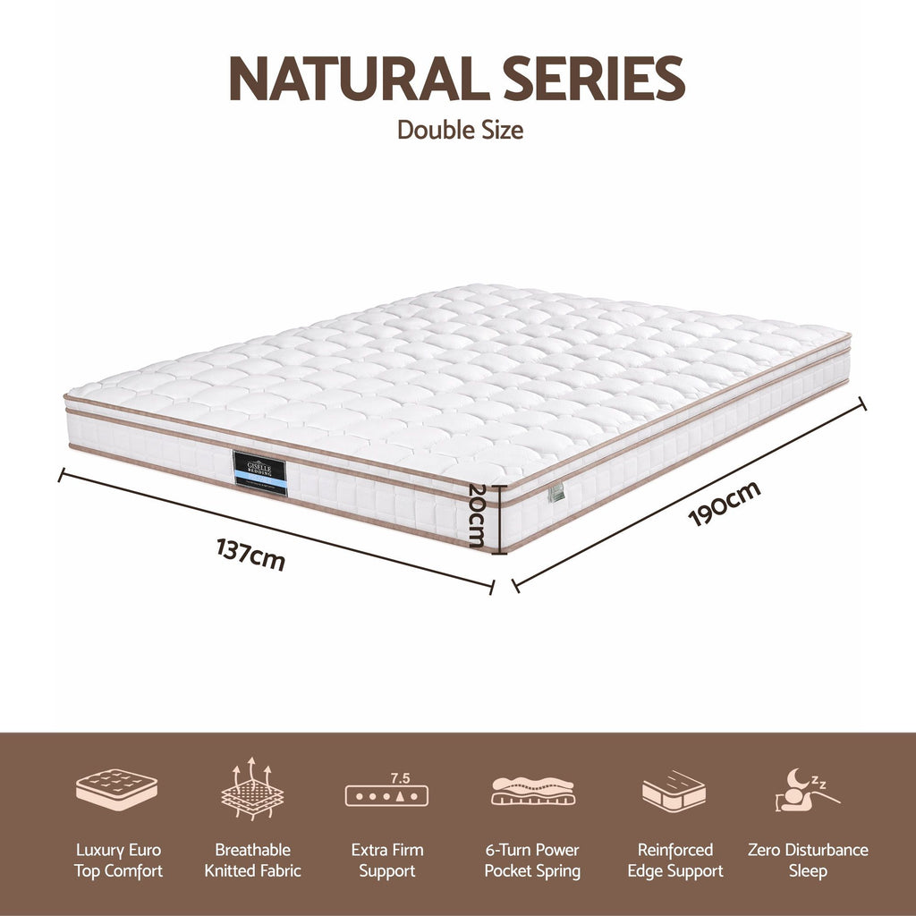 Giselle 20cm Firm Double Mattress Pocket Spring for Bedroom or Guest Room