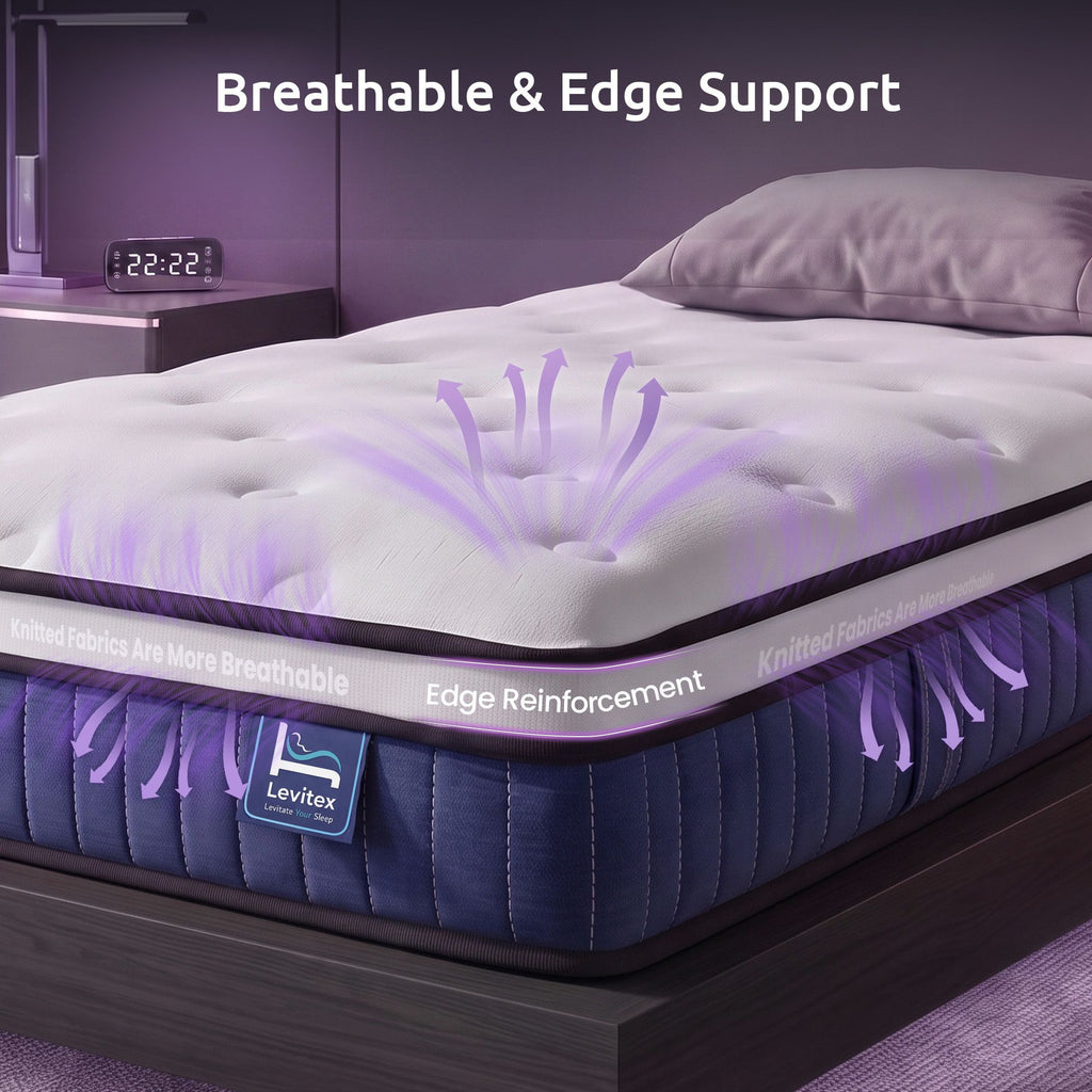 Levitex Single Mattress 23CM With Pocket Spring & Cooling Gel Foam, Medium-Firm Full-Body Support, Mattresses In A Box