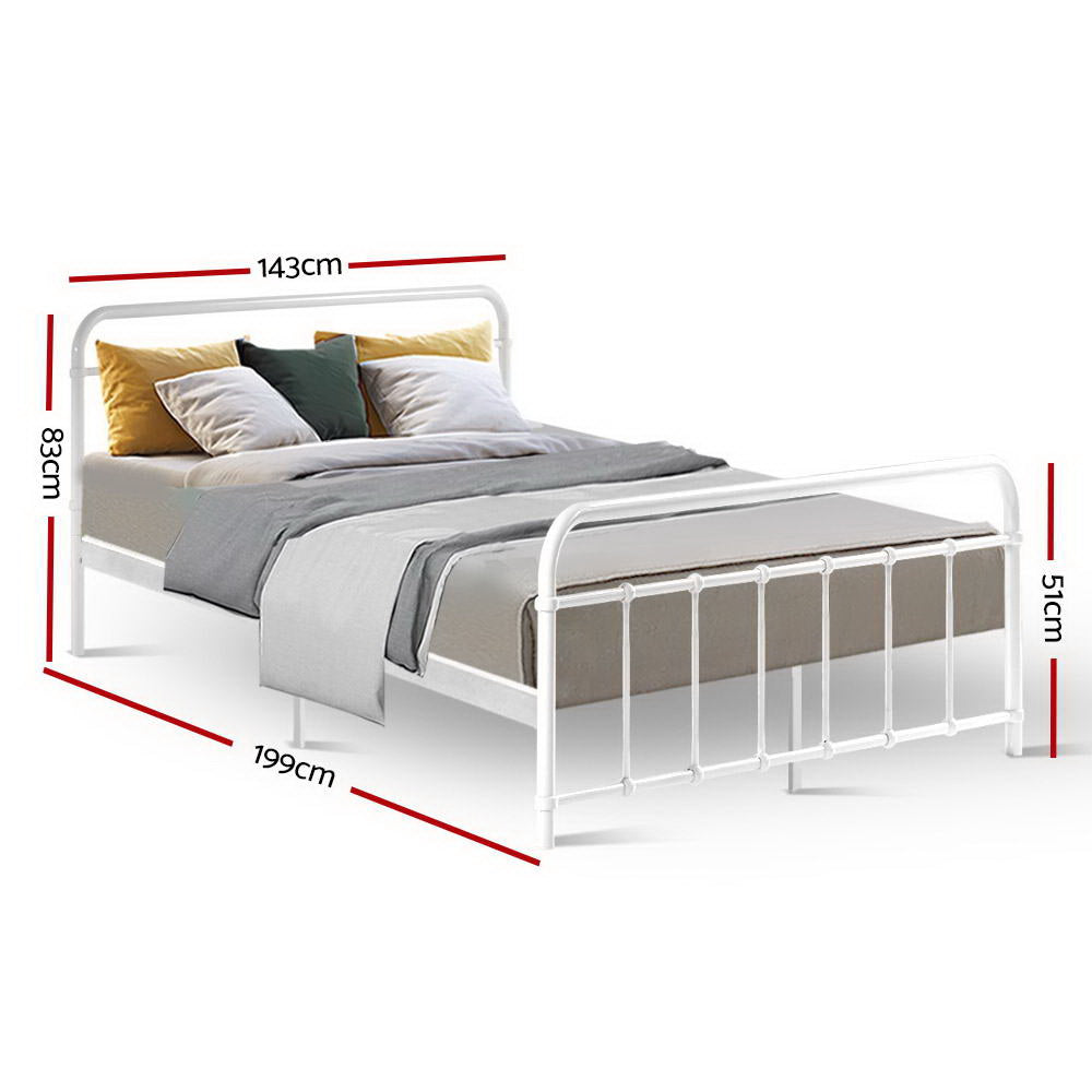 Artiss Bed Frame Metal Bed Frame LEO - Double (White)