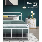Artiss Bed Frame Metal Bed Frame LEO - Queen (White)