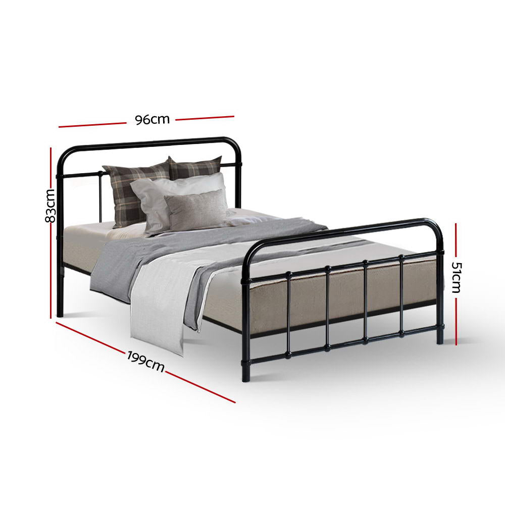 Artiss Bed Frame Metal Bed Frame LEO - Single (Black)