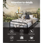 Artiss Bed Frame Metal Bed Frame LEO - Single (Black)