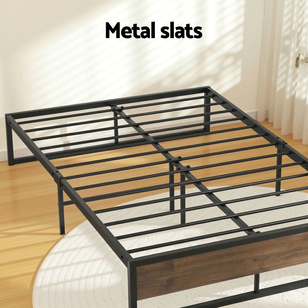 Artiss Bed Frame Metal Frame Queen Size Bed Base 2 Drawers OSLO
