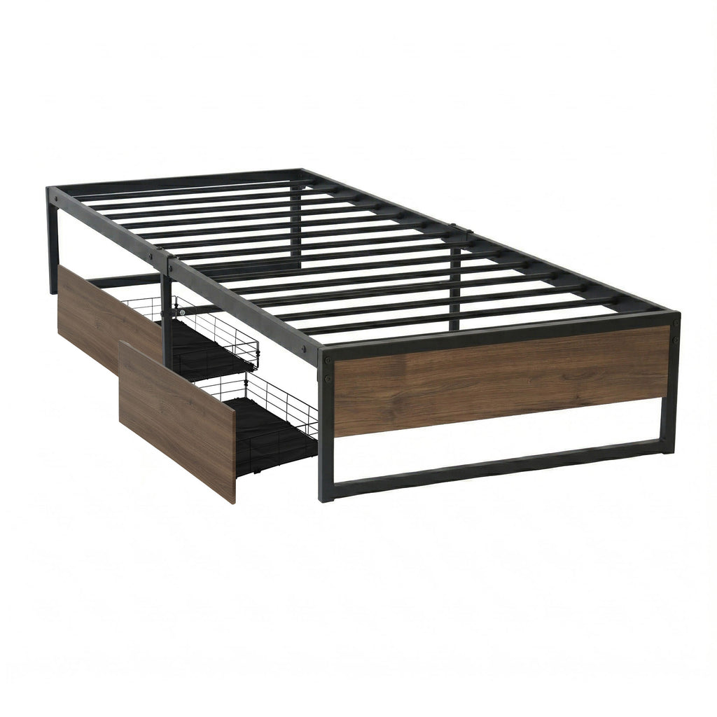 Artiss Bed Frame Metal Frame Single Bed Base 2 Drawers OSLO