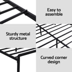 Artiss Bed Frame Queen Size LED Metal Bed Base with Charging Station LAN