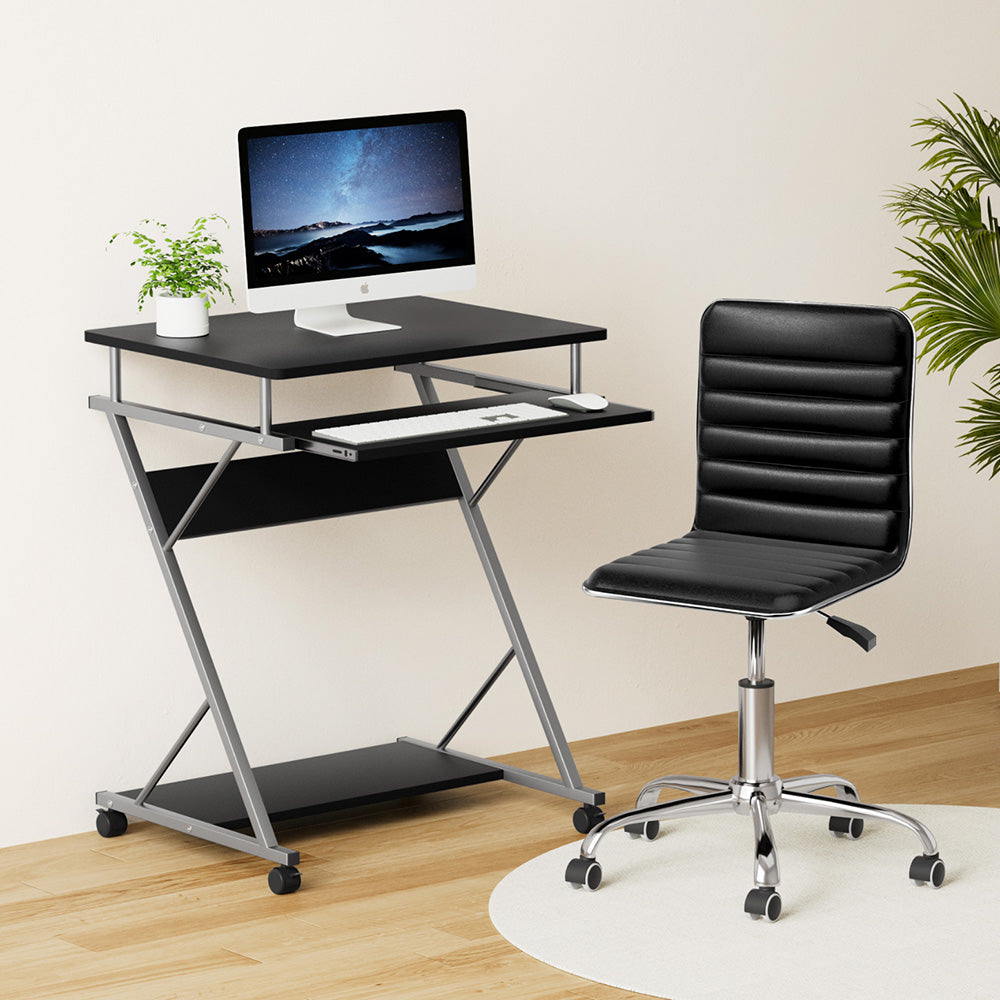 Artiss Computer Desk Office Chair Set Desks with Keyboard Shelf Try Black