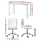 Artiss Computer Desk 120cm Executive Office Chairs Set PU Leather Low Back White