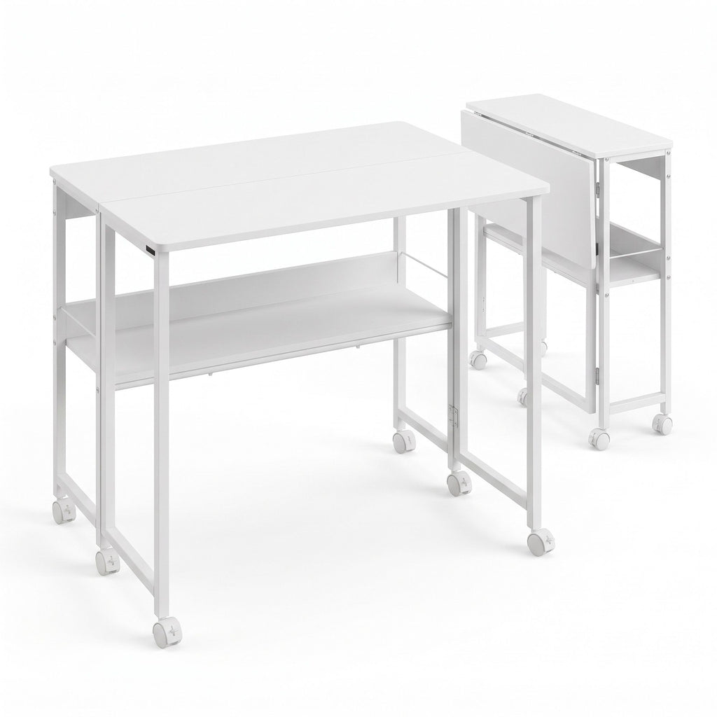 Artiss Foldable Computer Desk Mobile Study Table Workstation White 80cm