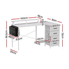 Artiss 140cm L Shaped Gaming Desk Computer Desk with LED Lights & Power Outlets