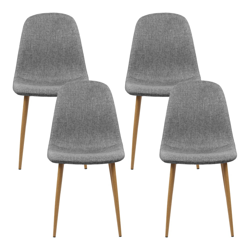 Artiss Dining Chairs Set of 4 Linen Curved Slope Grey