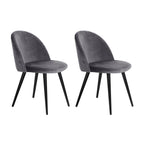Artiss Dining Chairs Set of 2 Velvet Solid Curved Dark Grey