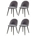 Artiss Dining Chairs Set of 4 Velvet Solid Curved Dark Grey