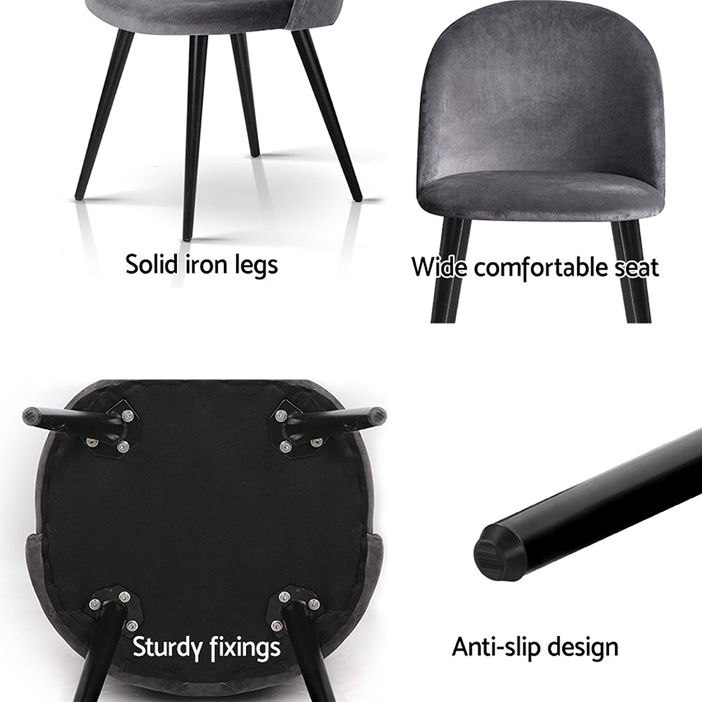 Artiss Dining Chairs Set of 4 Velvet Solid Curved Dark Grey