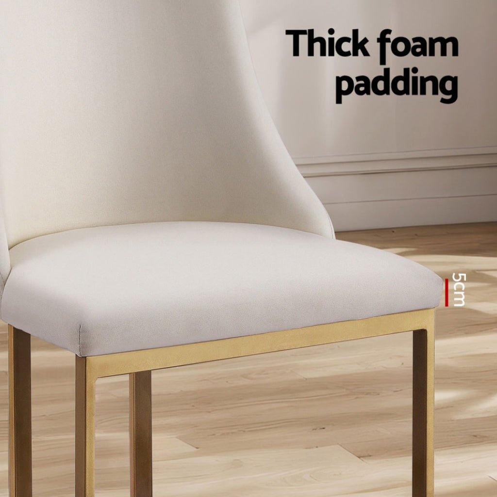 Artiss Dining Chairs Set of 4 Linen Fabric Frame Beige