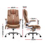 Artiss 8 Point Massage Office Chair PU Leather Brown