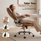 Artiss 8 Point Massage Office Chair PU Leather Brown