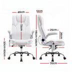 Artiss 8 Point Massage Office Chair PU Leather White