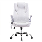 Artiss 8 Point Massage Office Chair PU Leather White