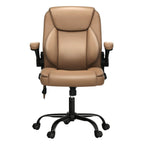 Artiss 2 Point Massage Office Chair Leather Mid Back Brown