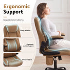 Artiss 2 Point Massage Office Chair Leather Mid Back Brown