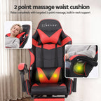 Artiss 2 Point Massage Gaming Office Chair Footrest Red