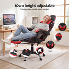Artiss 2 Point Massage Gaming Office Chair Footrest Red