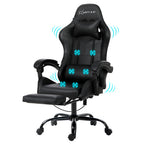 Artiss 6 Point Massage Gaming Office Chair Footrest Black