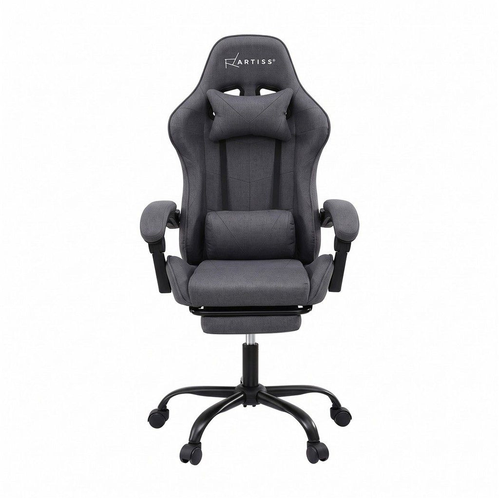 Artiss Gaming Office Chair Fabric Ergonomic with 2 Point Massage Grey