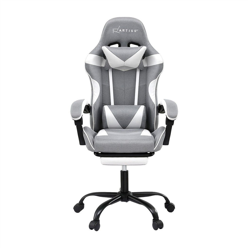 Artiss Gaming Office Chair Fabric Ergonomic with 2 Point Message Light Grey
