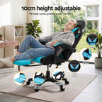 Artiss Gaming Office Chair with 8 Point Message Reline Ergonomic Blue