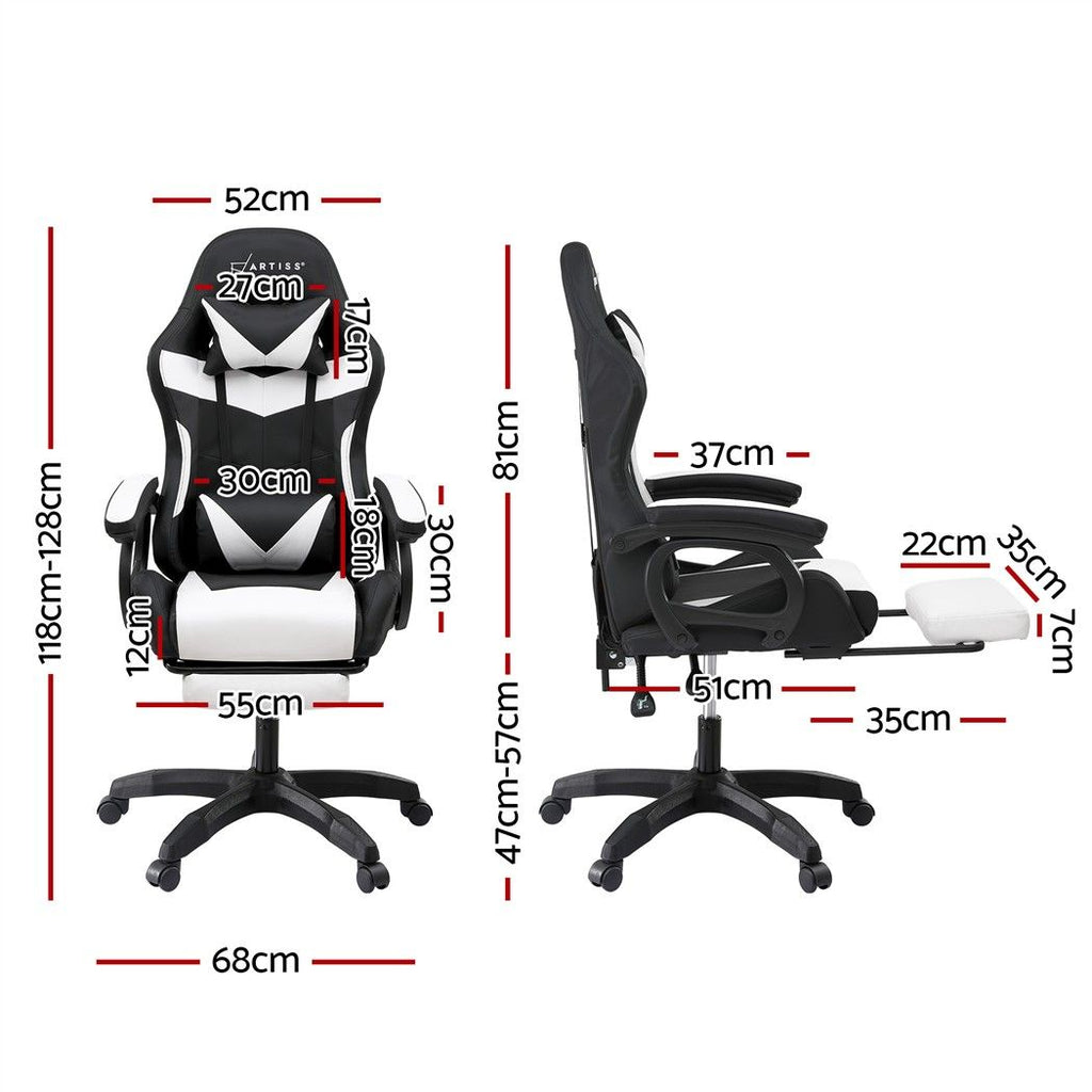 Artiss Gaming Office Chair with 8 Point Message Reline Ergonomic White