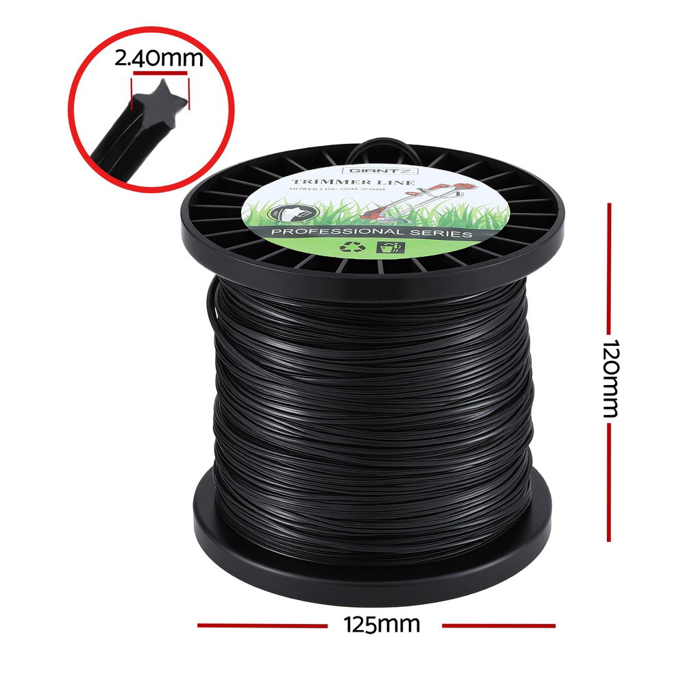 Giantz 100M Whipper Snipper Trimmer Line 2.4mm Star Nylon String Cord Black
