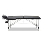 Zenses Massage Table 75cm Portable 2 Fold Aluminium Beauty Bed Black