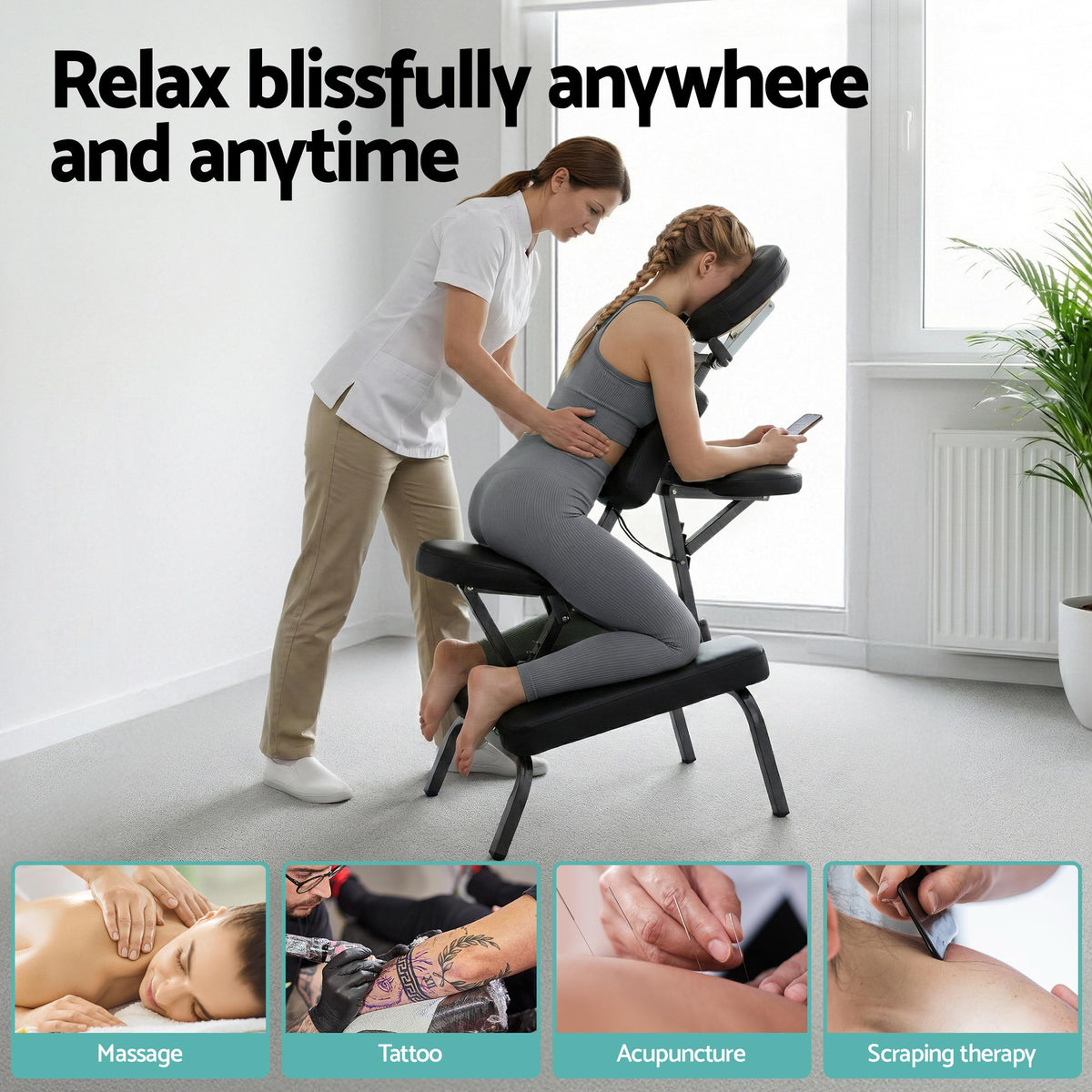 Zenses Portable Massage Chair Lightweight Folding Tattoo Lash Beauty Bed