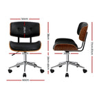Artiss Wooden Office Chair PU Seat Black Brown