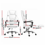 Artiss Executive Office Chair Leather Footrest White