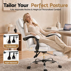Artiss Executive Office Chair Leather Footrest White