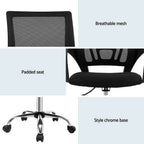 Artiss Mesh Office Chair Mid Back Black