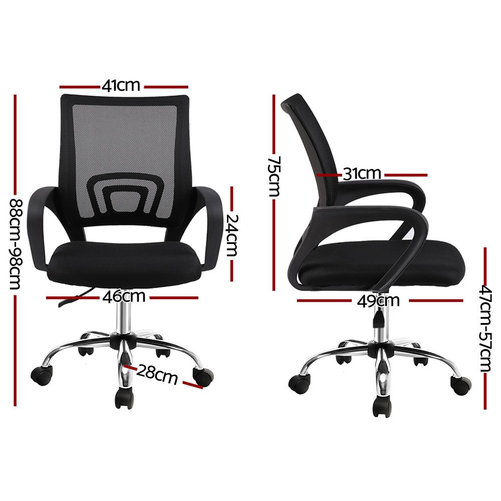 Artiss 2x Mesh Office Chair Mid Back Black