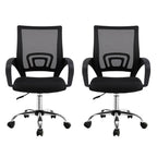 Artiss 2x Mesh Office Chair Mid Back Black