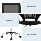 Artiss 2x Mesh Office Chair Mid Back Black