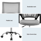 Artiss 2x Mesh Office Chair Mid Back Grey