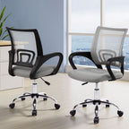 Artiss 2x Mesh Office Chair Mid Back Grey