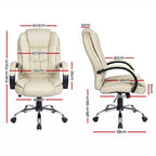Artiss Executive Office Chair Leather Tilt Beige