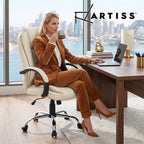 Artiss Executive Office Chair Leather Tilt Beige