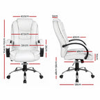Artiss Executive Office Chair Leather Tilt White