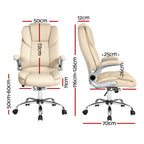Artiss Executive Office Chair Leather Tilt Beige